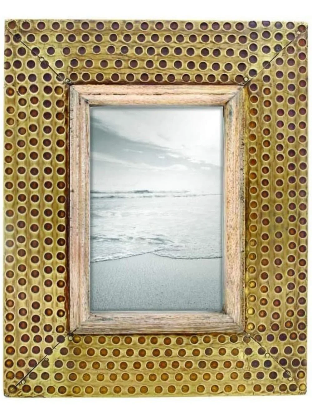 Decorative Distressed Hammered Brass Metal Picture Frame - 4x6 Inch Home Decor